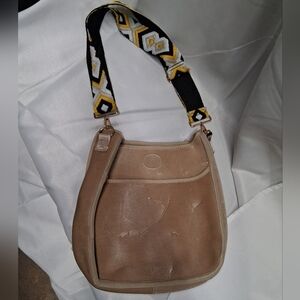 NWOT Ah-Dorned Velvet Like Stylish Tan Shoulder Bag